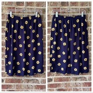 Vintage 90s 00s Y2K sunflower daisy midi skirt, elastic waist